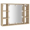 Zrcadlová skříňka s LED dub sonoma 76x15x55 cm