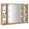 Zrcadlová skříňka s LED dub sonoma 76x15x55 cm
