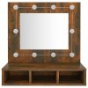 Zrcadlová skříňka s LED kouřový dub 60 x 31,5 x 62 cm