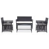4dílná zahradní sedací souprava s poduškami polyratan černá