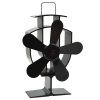 Teplem poháněný ventilátor na kamna 5 lopatek černý 51238