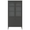Highboard černý 90 x 40 x 180 cm sklo a ocel