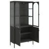Highboard černý 90 x 40 x 180 cm sklo a ocel 353000