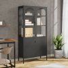 Highboard černý 90 x 40 x 180 cm sklo a ocel 353000