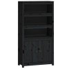 Skříň highboard černá 80 x 35 x 154 cm masivní borové dřevo