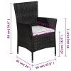 3dílný bistro set polyratan černý 44094