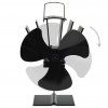 Teplem poháněný ventilátor na kamna 3 lopatky černý 51240