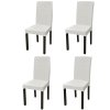 Hladké strečové potahy na židle 4 ks krémové
