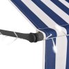 Ručně zatahovací markýza s LED světlem 300 cm modrobílá