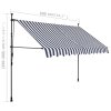 Ručně zatahovací markýza s LED světlem 300 cm modrobílá