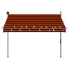 Ručně zatahovací markýza s LED světlem 250 cm oranžovo-hnědá