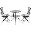 3dílný bistro set mozaikový keramický černý a bílý