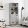 Skříň highboard betonově šedá 69,5x34x180 cm kompozitní dřevo