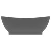 Luxusní umyvadlo přepad oválné tmavě šedé 58,5 x 39 cm keramika