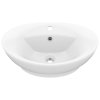 Luxusní umyvadlo přepad oválné matné bílé 58,5 x 39 cm keramika