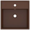 Luxusní umyvadlo přepad čtvercové matné tmavě hnědé 41x41 cm