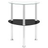 322786 vidaXL 2-Tier Side Table Transparent & Black 38x38x50cm Tempered Glass