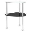 322786 vidaXL 2-Tier Side Table Transparent & Black 38x38x50cm Tempered Glass