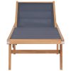 Skládácí zahradní lehátko s kolečky masivní teak a textilen