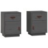 Noční stolky 2 ks šedé 40 x 34 x 55 cm masivní borové dřevo