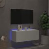 Nástěnná TV skříňka s LED osvětlením bílá 80 x 35 x 31 cm