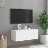 Nástěnná TV skříňka s LED osvětlením bílá 80 x 35 x 31 cm