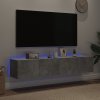 Nástěnné TV skříňky s LED 2 ks betonově šedé 80 x 35 x 31 cm