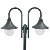 Zahradní sloupová lampa 2 ramena E27 220 cm hliník tmavě zelená