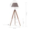 Stojací lampa stativ medově hnědá a šedá masivní teak 141 cm
