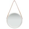 Nástěnné zrcadlo s popruhem 40 cm stříbrné