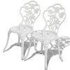 3dílný bistro set litý hliník bílý 42165