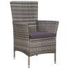 3dílný bistro set polyratan šedý 44095