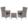 3dílný bistro set polyratan šedý 44095