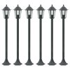 Zahradní sloupové lampy 6 ks E27 110 cm hliníkové tmavě zelené