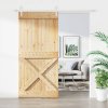 Posuvné dveře s kováním 95 x 210 cm masivní borové dřevo