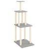 Škrabadlo pro kočky se sisalovými sloupky světle šedé 149 cm