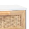 Konzolový stolek bílý 80 x 30 x 75 cm borovice a přírodní ratan