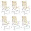Podušky na židli s vysokým opěradlem 6 ks krémové látka oxford