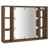 Zrcadlová skříňka s LED hnědý dub 76 x 15 x 55 cm