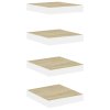 Plovoucí nástěnné police 4 ks dub a bílé 23 x 23,5 x 3,8 cm MDF