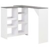 Barový stůl s pohyblivým regálem bílý 138 x 39 x 110 cm