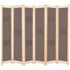 6dílný paraván hnědý 240 x 170 x 4 cm textil