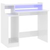 Psací stůl s LED lesklý bílý 97 x 45 x 90 cm kompozitní dřevo