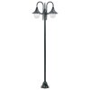 Zahradní sloupová lampa 3 ramena E27 220 cm hliník tmavě zelená