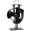 Teplem poháněný ventilátor na kamna 3 lopatky černý 51236