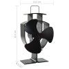 Teplem poháněný ventilátor na kamna 3 lopatky černý 51236