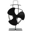 Teplem poháněný ventilátor na kamna 3 lopatky černý 51236