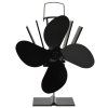 Teplem poháněný ventilátor na kamna 4 lopatky černý 51241
