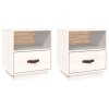 Noční stolky 2 ks bílé 40 x 34 x 45 cm masivní borové dřevo