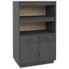 Skříň highboard šedá 67 x 40 x 108,5 cm masivní borové dřevo